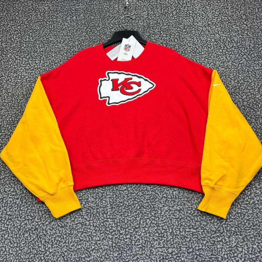 Nike Kansas City Chiefs Sweatshirt Women Medium Red Yellow Cropped New M